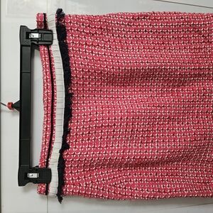 Tory Burch Chic Red Pink and White Tweed Skirt